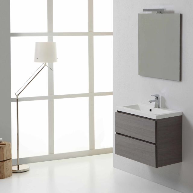 Mueble de baño Manhattan de 60 cm de pared en gris y con compartimientos