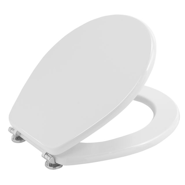 Asiento de inodoro Victoria con bisagras de metal cromado