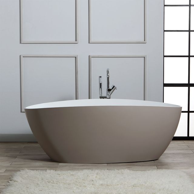 Vasca da bagno freestanding in resina di marmo colore beige Vasca da bagno freestanding in resina di marmo colore beige