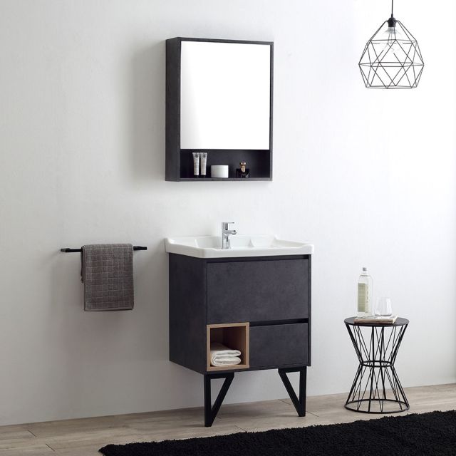 Mueble de baño de suelo moderno de estilo industrial en gris