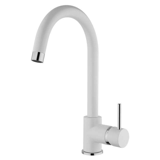 Grifo de caño alto para cocina y lavandería en color blanco