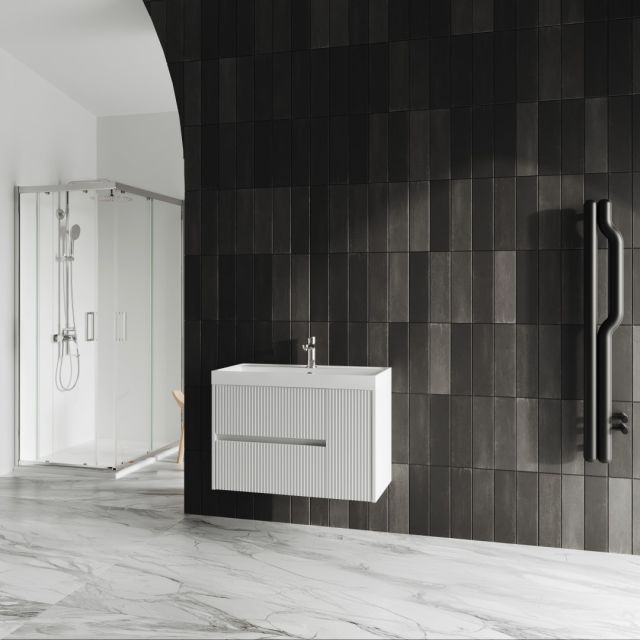 Mueble de baño suspendido de 80 cm en blanco mate