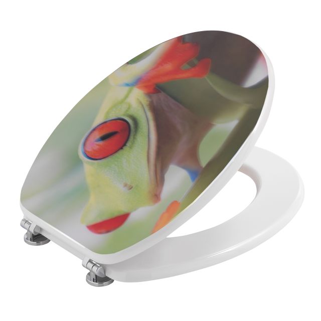 Tapa de inodoro con diseño colorido en 3D de rana
