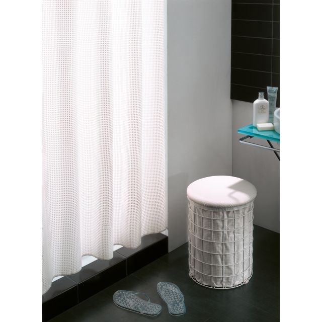 CORTINA DE BAÑO DUCHA 120X200 EN POLIÉSTER BLANCO PICNIC