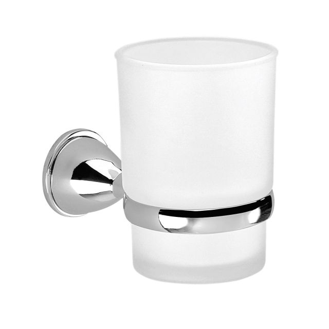 Portacepillos de pared de acero cromado y vidrio | Gemma Portacepillos de pared de acero cromado y vidrio | Gemma