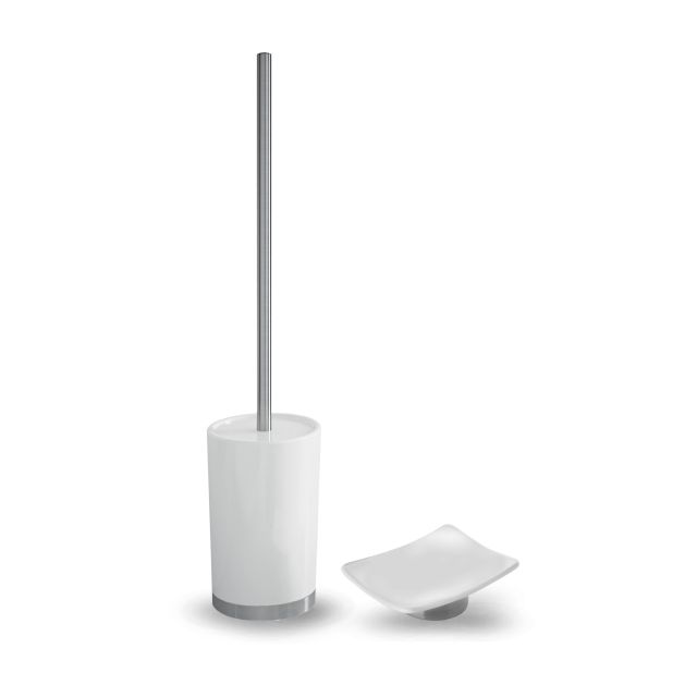 "Portaescobillas y porta jabón de material cerámico." "Portaescobillas y porta jabón de material cerámico."