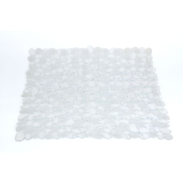 Alfombrilla antideslizante para ducha de goma transparente con efecto guijarros