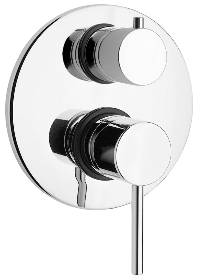 Grifo mezclador de diseño moderno con instalación empotrada para ducha.