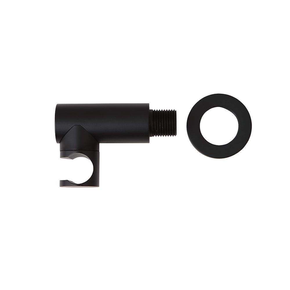 Soporte de ducha negro con toma de agua y conexión flexible