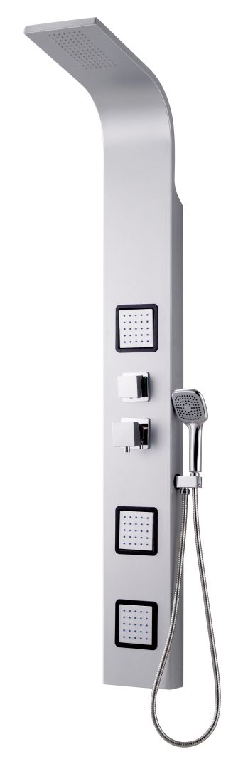 Columna multifunción de hidromasaje para ducha en aluminio de pared.