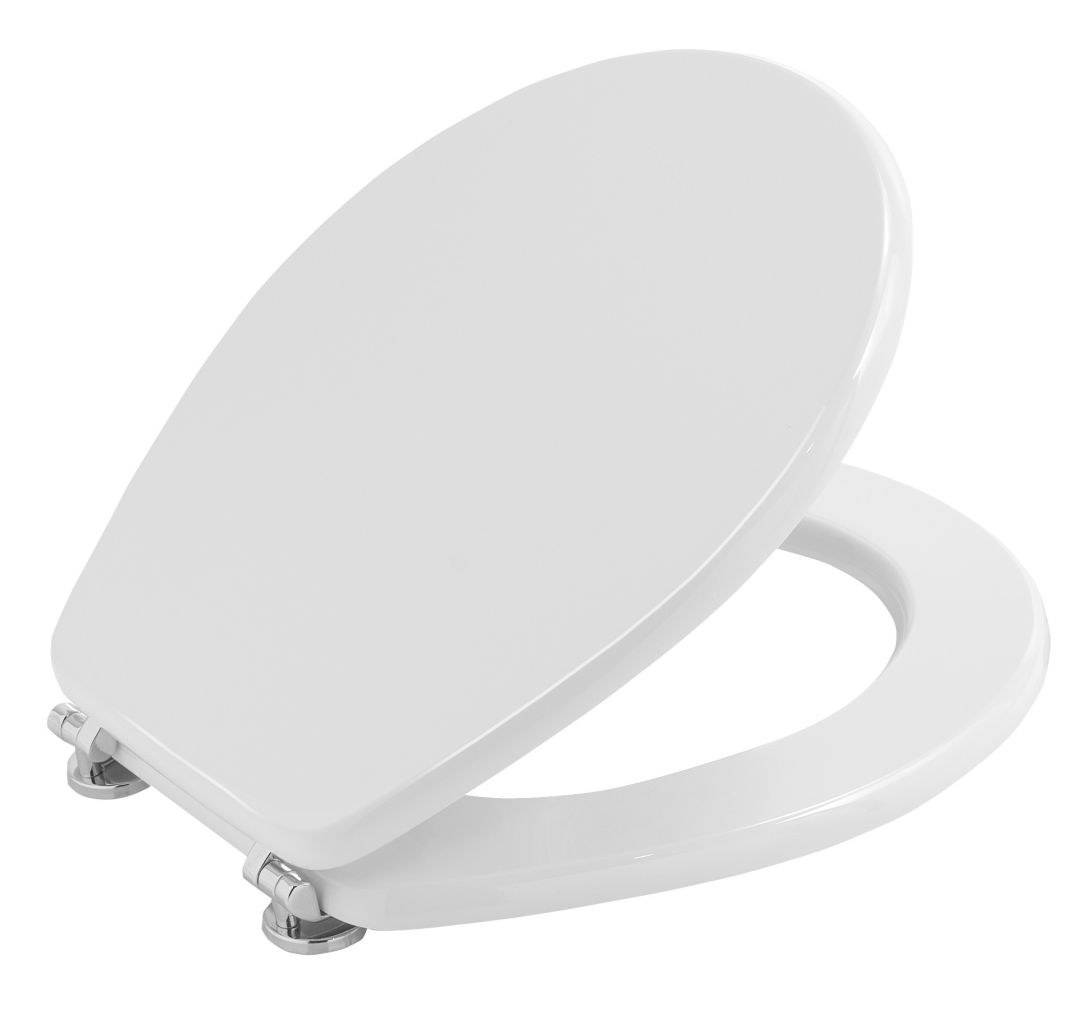 Asiento de inodoro Victoria con bisagras de metal cromado