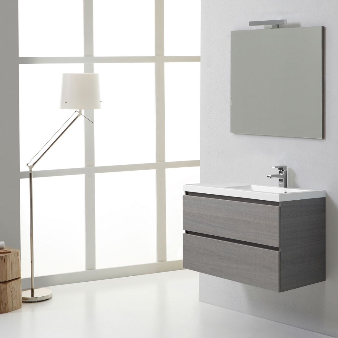 Mueble de baño de pared con dos compartimientos de 90 cm