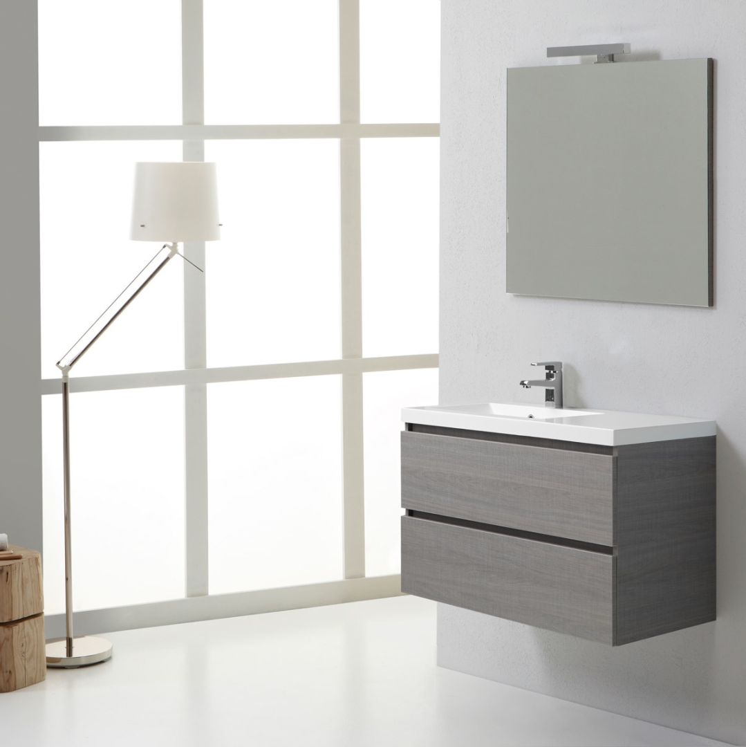 Mueble de baño de pared con compartimientos 90 cm