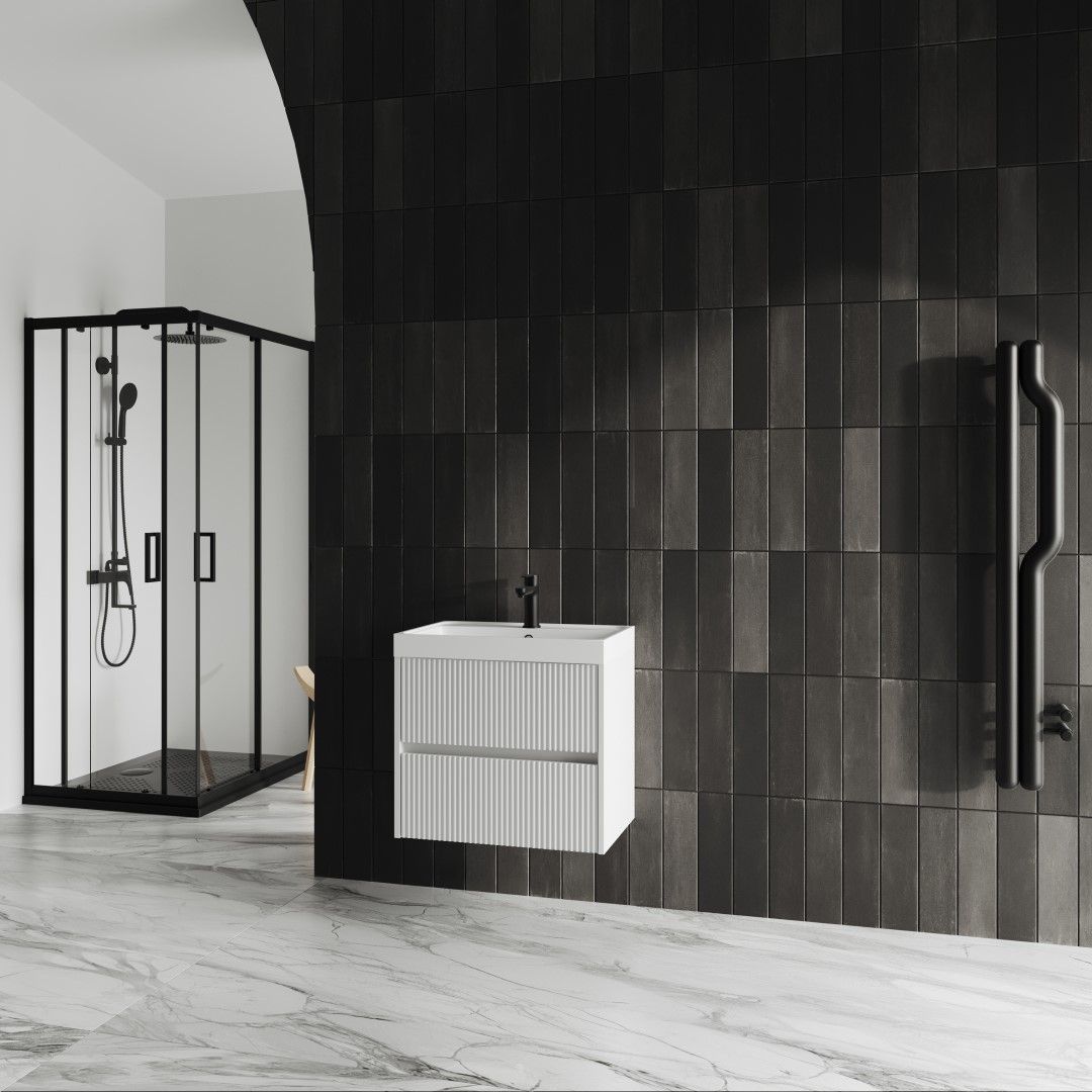 Mueble de baño con lavabo de 60 cm blanco opaco