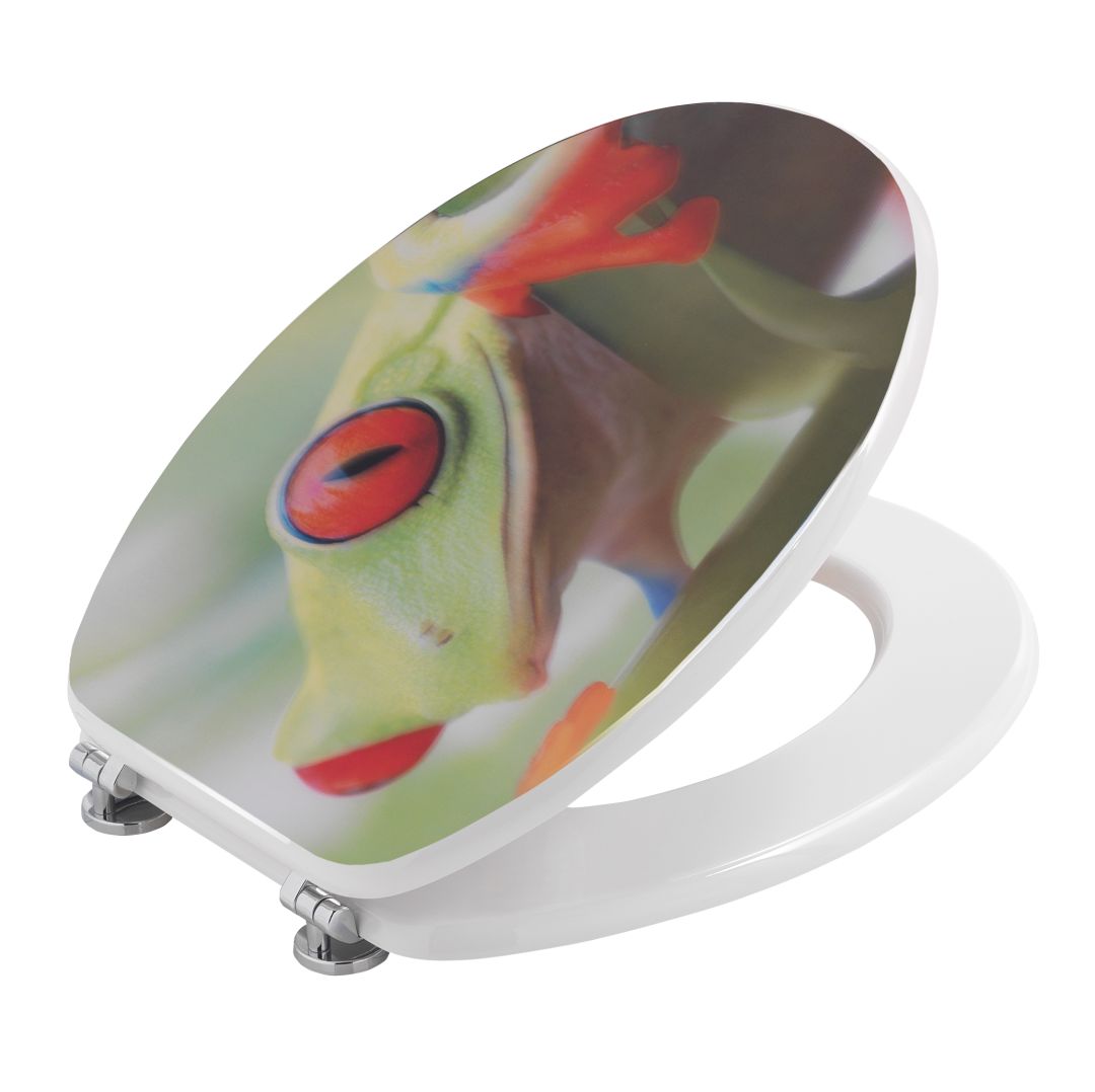 Tapa de inodoro con diseño colorido en 3D de rana