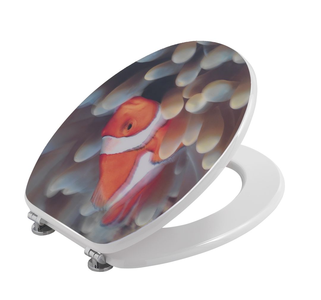 Asiento de inodoro con diseño en 3D de pez