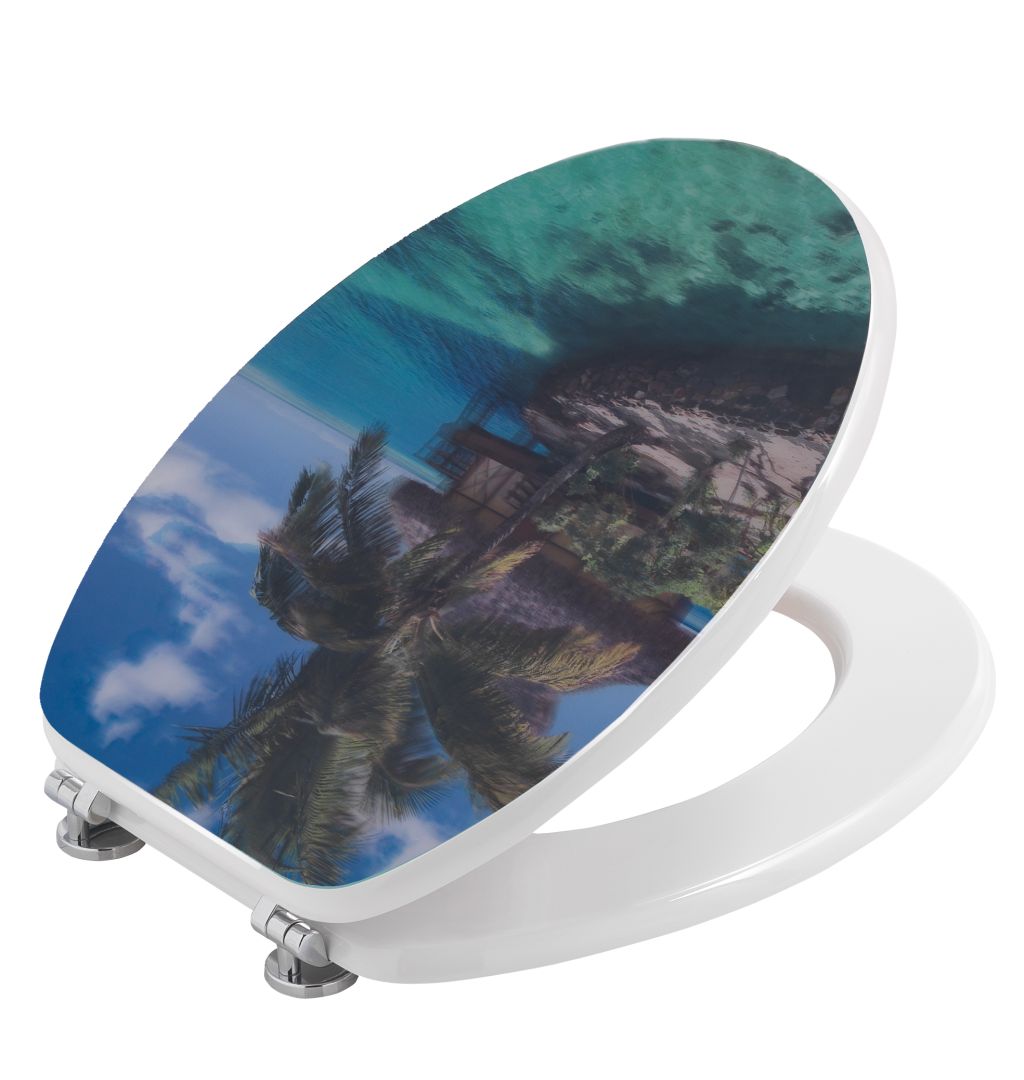Sedile de inodoro con decoración de Caribe en 3D