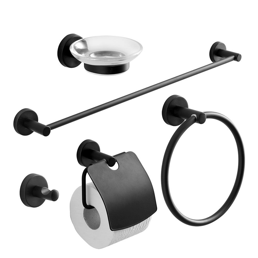Lote de 5 accesorios de baño de pared en negro mate