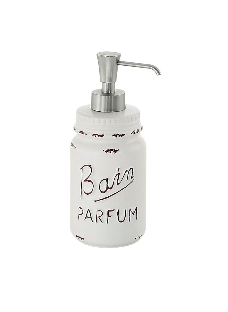 Dispensador de jabón líquido de cerámica blanca decorada