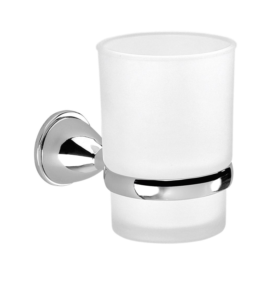 Portacepillos de pared de acero cromado y vidrio | Gemma