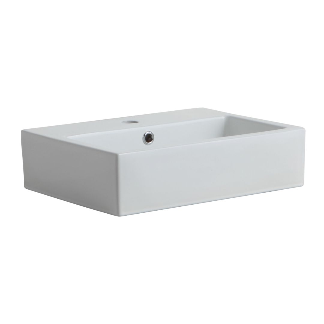 Lavabo sobre encimera de cerámica rectangular