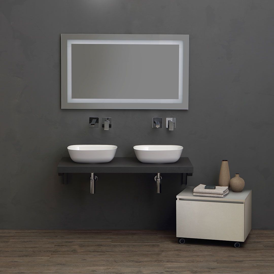 Mueble de baño con encimera antracita de 120 cm y dos lavabos