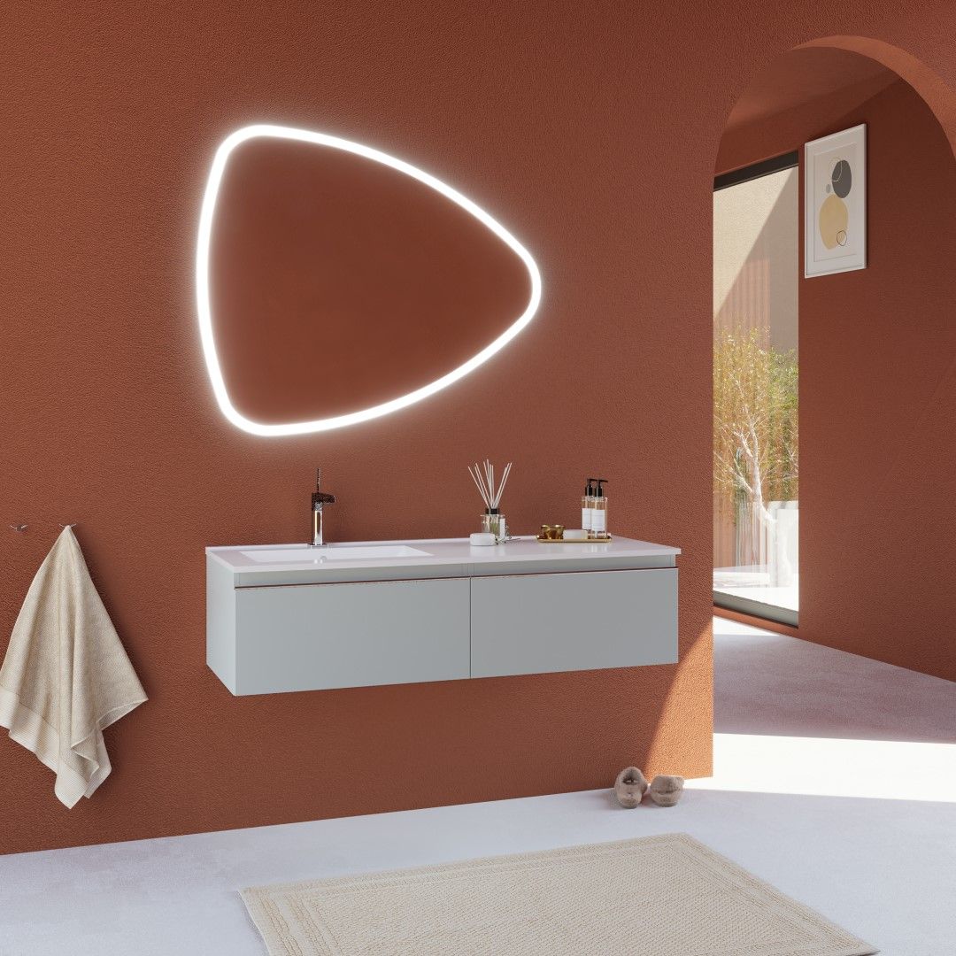 Mobile bagno sospeso 120cm grigio con lavabo asimmetrico