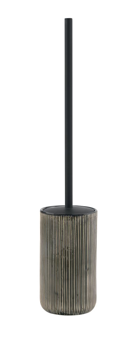 PORTA CEPILLO PARA INODORO DE APOYO NEGRO CON ESTAMPADO DE CEBRA EN CERÁMICA | NAMBINO