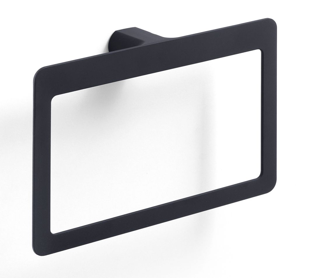 Un toallero cerrado en forma de anillo de la serie Palazzo en tono oscuro o negro.