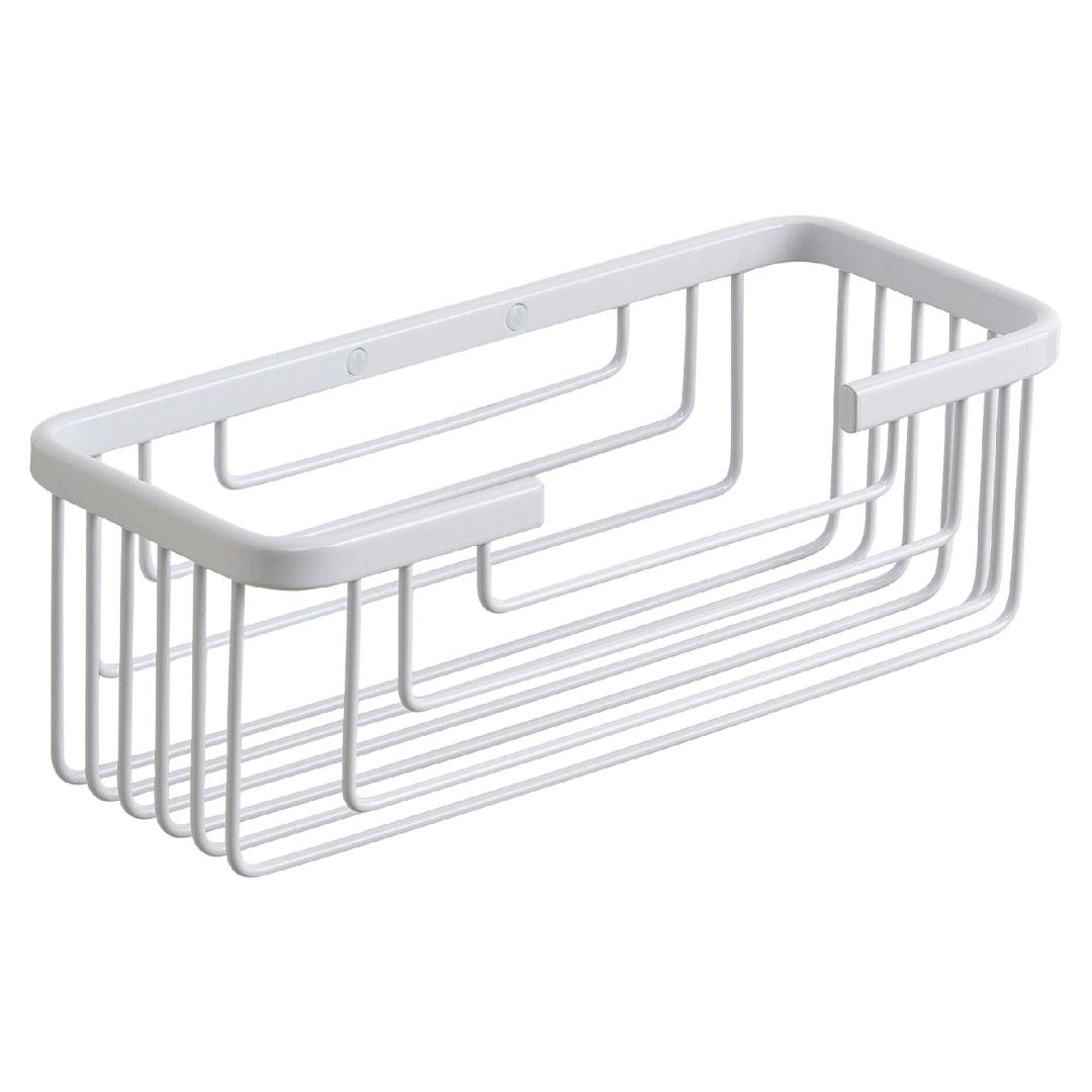 Portaoggetti rettangolare in acciaio bianco