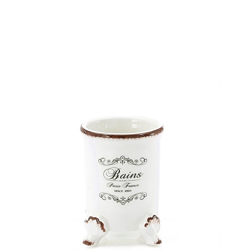 Portacepillos de dientes vintage de cerámica decorada, serie Amelia