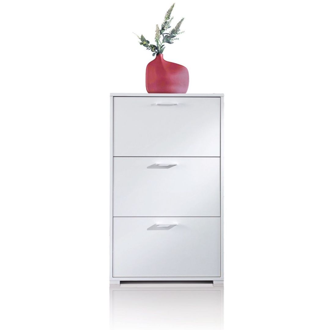 Scarpiera doppia a tre ante in finitura bianco rovere