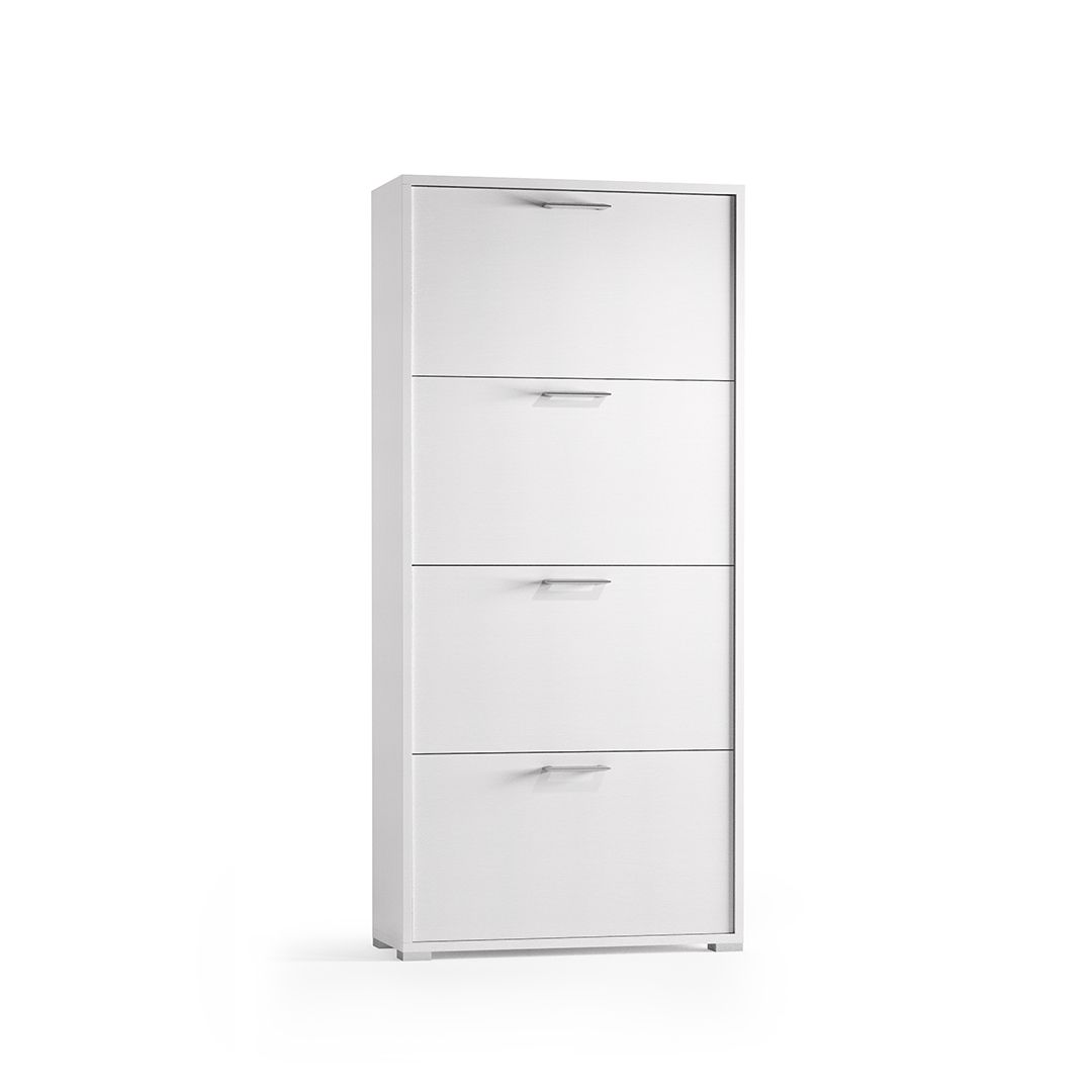 Scarpiera doppia profondità bianca con 4 ante