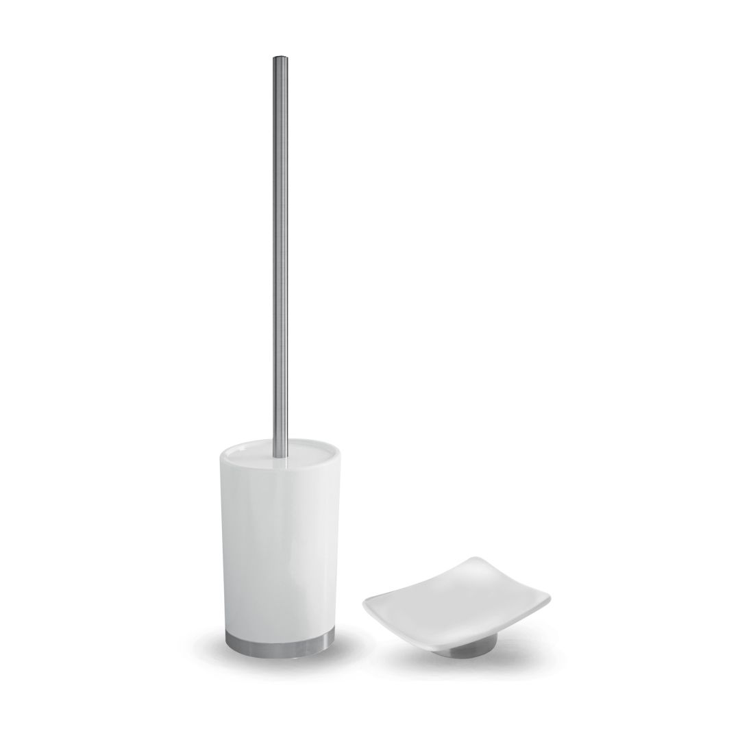 "Portaescobillas y porta jabón de material cerámico."