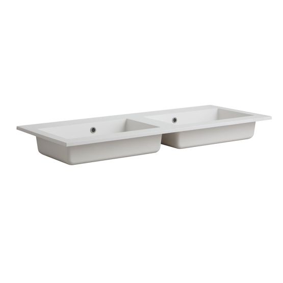 Lavabo doble con consola para grifo de pared Latina 120 cm