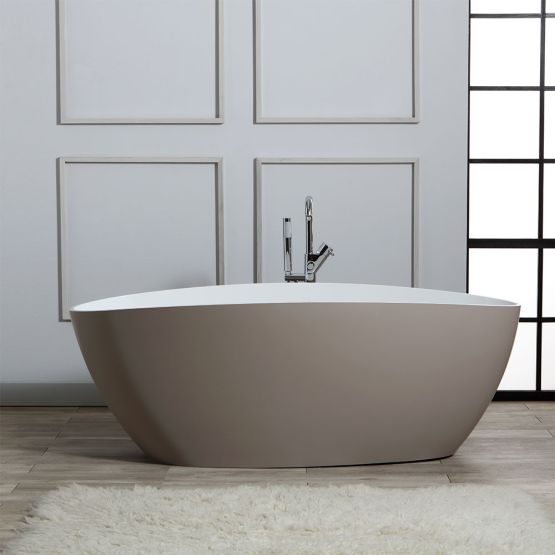Vasca da bagno freestanding in resina di marmo colore beige Vasca da bagno freestanding in resina di marmo colore beige