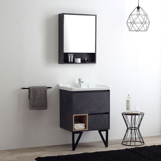 Mueble de baño de suelo moderno de estilo industrial en gris