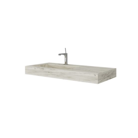 Top con lavandino bagno integrato in hpl rovere ghiaccio 100cm Top con lavandino bagno integrato in hpl rovere ghiaccio 100cm