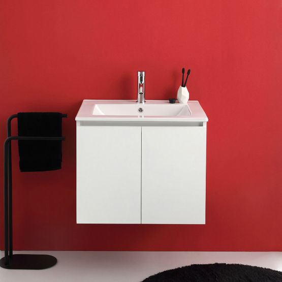 Mueble de baño suspendido de 60 cm con 2 puertas blanco export y lavabo