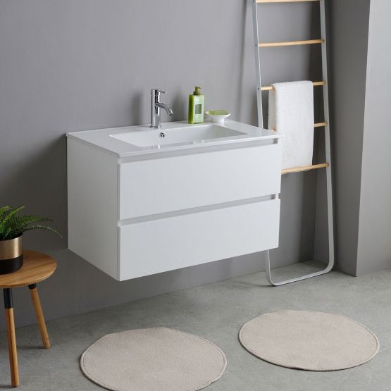 Mueble baño 80cm 2 cajones blanco 