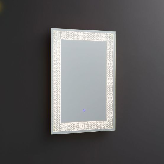Specchio rettangolare 50x70 con decorazione illuminata a led Specchio rettangolare 50x70 con decorazione illuminata a led